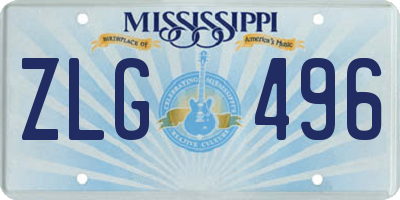 MS license plate ZLG496