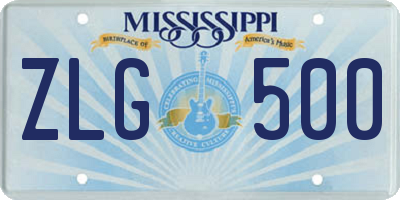 MS license plate ZLG500