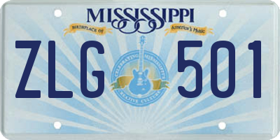 MS license plate ZLG501
