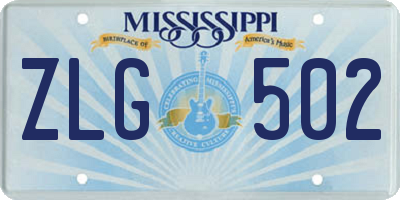 MS license plate ZLG502