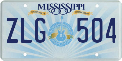 MS license plate ZLG504