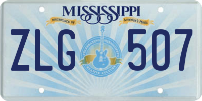 MS license plate ZLG507