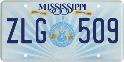MS license plate ZLG509