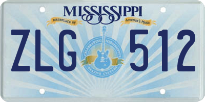MS license plate ZLG512