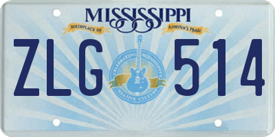 MS license plate ZLG514