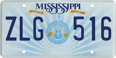 MS license plate ZLG516