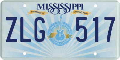 MS license plate ZLG517