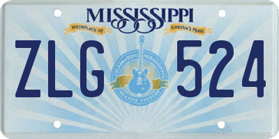 MS license plate ZLG524