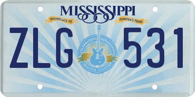 MS license plate ZLG531