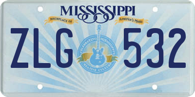 MS license plate ZLG532