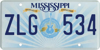 MS license plate ZLG534