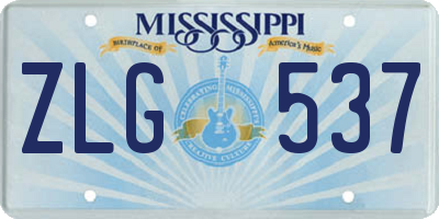 MS license plate ZLG537