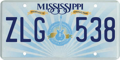 MS license plate ZLG538