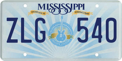 MS license plate ZLG540