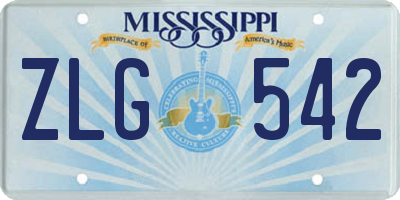 MS license plate ZLG542