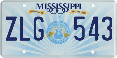 MS license plate ZLG543