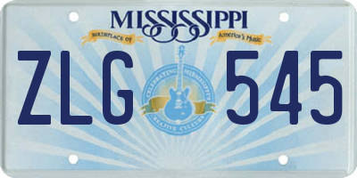 MS license plate ZLG545