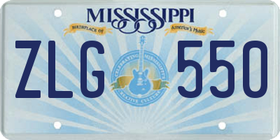 MS license plate ZLG550
