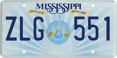 MS license plate ZLG551