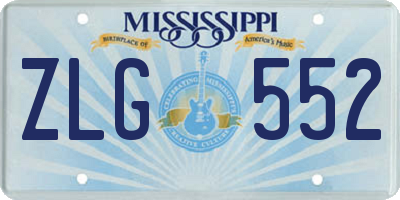 MS license plate ZLG552