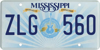 MS license plate ZLG560