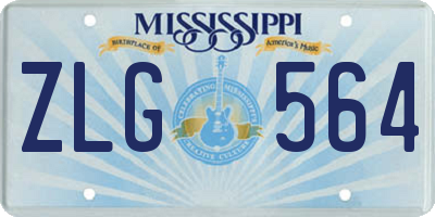 MS license plate ZLG564