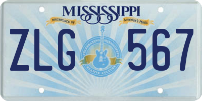 MS license plate ZLG567