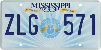 MS license plate ZLG571