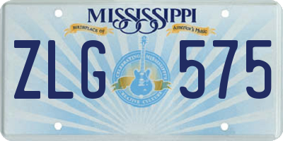 MS license plate ZLG575