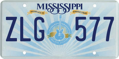 MS license plate ZLG577