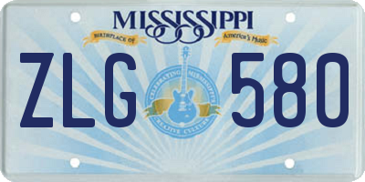 MS license plate ZLG580