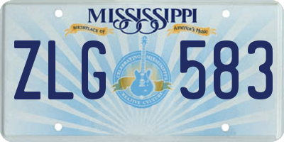 MS license plate ZLG583