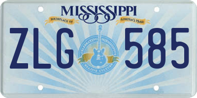 MS license plate ZLG585