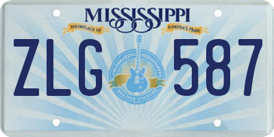 MS license plate ZLG587