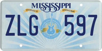 MS license plate ZLG597