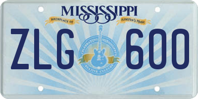 MS license plate ZLG600