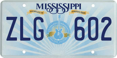 MS license plate ZLG602