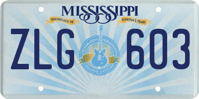 MS license plate ZLG603
