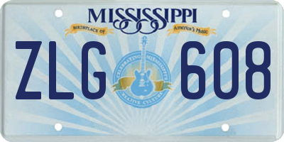 MS license plate ZLG608