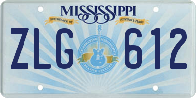 MS license plate ZLG612