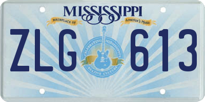 MS license plate ZLG613