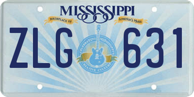MS license plate ZLG631
