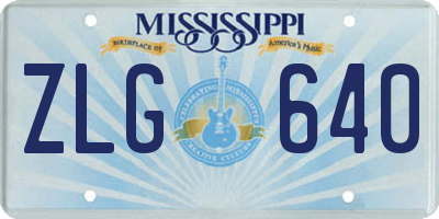 MS license plate ZLG640