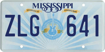 MS license plate ZLG641