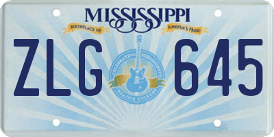 MS license plate ZLG645