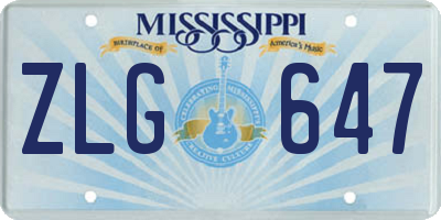 MS license plate ZLG647