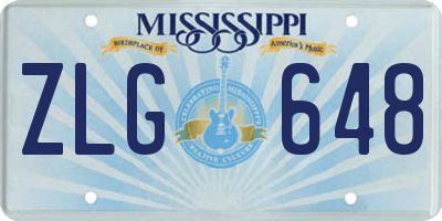 MS license plate ZLG648