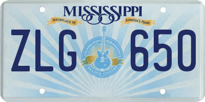 MS license plate ZLG650