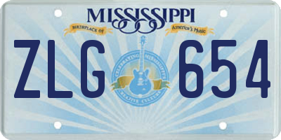 MS license plate ZLG654