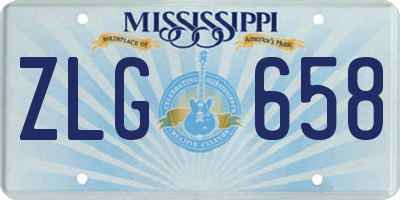 MS license plate ZLG658